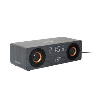 Budík, rádio a nabíjačka telefónu Karlsson KA6059BK, 25cm